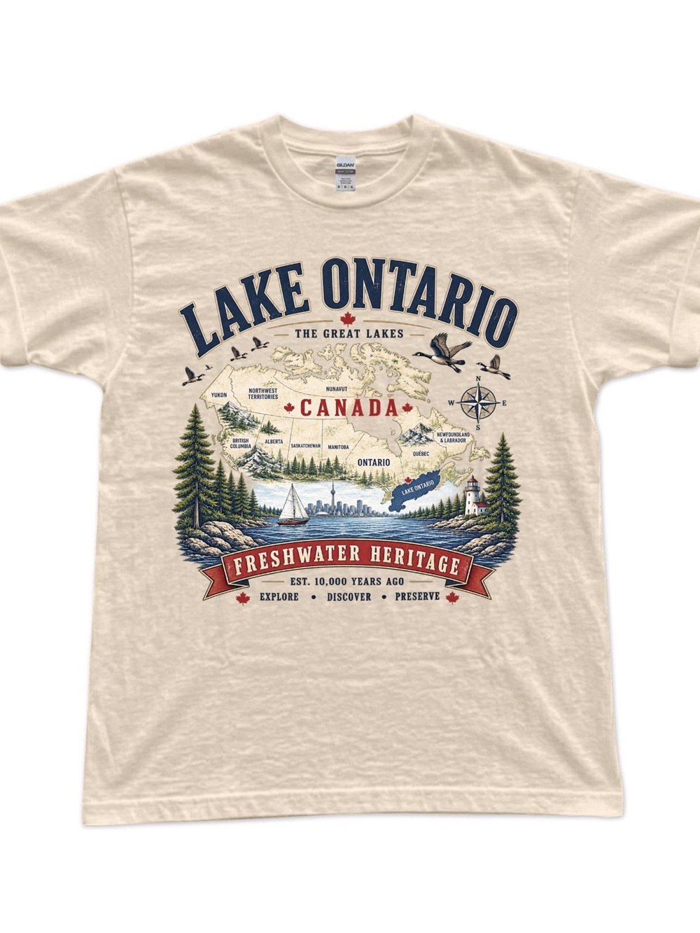 Vintage Lake Ontario Shirt, The Great Lakes Graphic Tee, Gildan Unisex T-Shirt